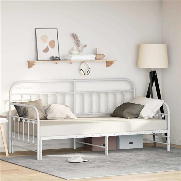 Grote foto vidaxl bedframe voor een daybed met hoofdeinde wit 90 x 190 cm staal antiek en kunst stoelen en banken
