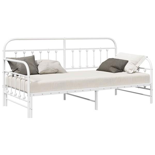 Grote foto vidaxl bedframe voor een daybed met hoofdeinde wit 90 x 190 cm staal antiek en kunst stoelen en banken