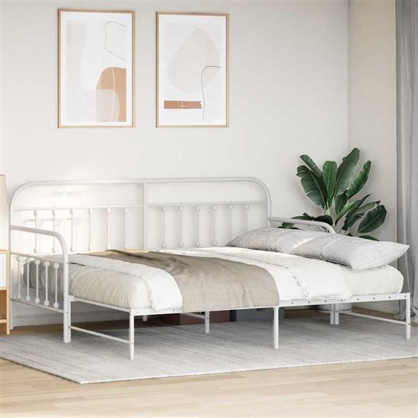 Grote foto vidaxl bedframe voor een daybed met hoofdeinde wit 90 x 190 cm staal antiek en kunst stoelen en banken