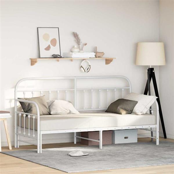 Grote foto vidaxl bedframe voor een daybed met hoofdeinde wit 80 x 200 cm staal antiek en kunst stoelen en banken