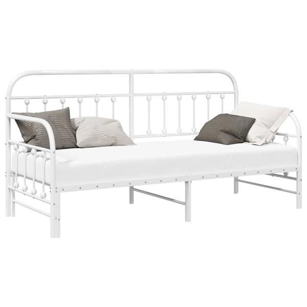 Grote foto vidaxl bedframe voor een daybed met hoofdeinde wit 80 x 200 cm staal antiek en kunst stoelen en banken