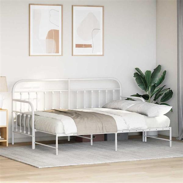 Grote foto vidaxl bedframe voor een daybed met hoofdeinde wit 80 x 200 cm staal antiek en kunst stoelen en banken