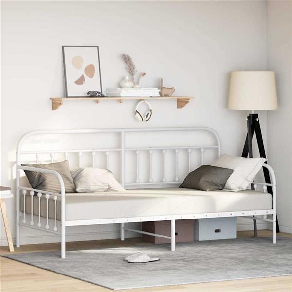Grote foto vidaxl bedframe voor een daybed met hoofdeinde wit 100 x 190 cm staal antiek en kunst stoelen en banken