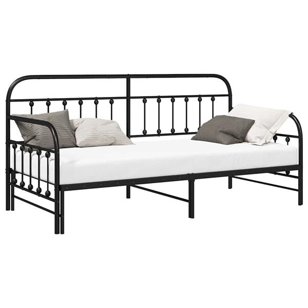 Grote foto vidaxl bedframe voor een daybed zwart 100 x 190 cm staal antiek en kunst stoelen en banken