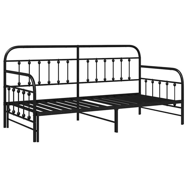 Grote foto vidaxl bedframe voor een daybed met hoofdeinde zwart 90 x 190 cm staal antiek en kunst stoelen en banken