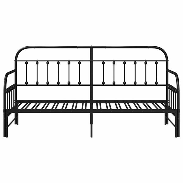 Grote foto vidaxl bedframe voor een daybed met hoofdeinde zwart 80 x 200 cm staal antiek en kunst stoelen en banken