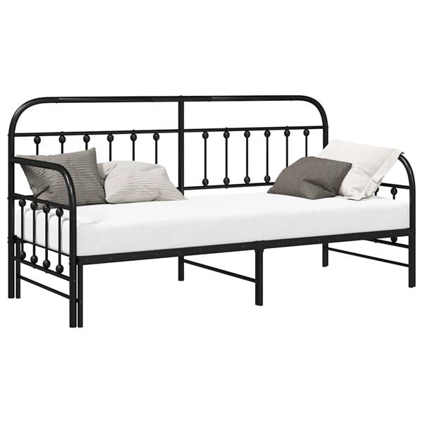 Grote foto vidaxl bedframe voor een daybed met hoofdeinde zwart 75 x 190 cm staal antiek en kunst stoelen en banken