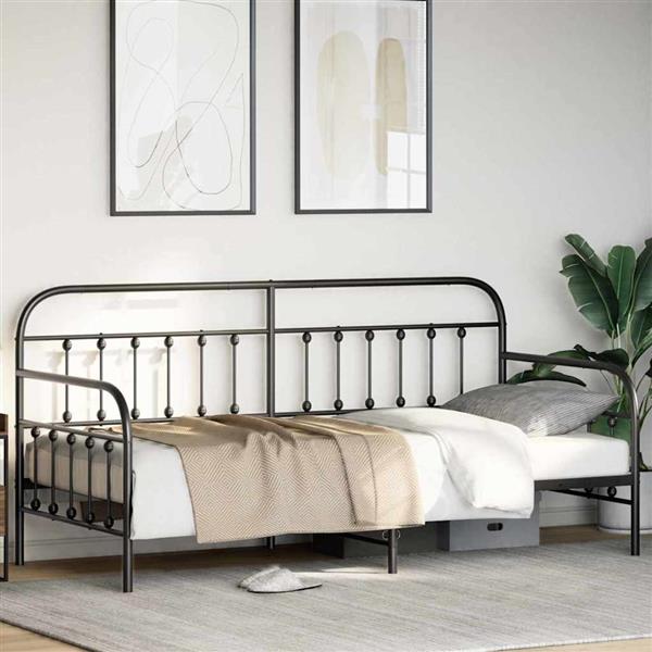 Grote foto vidaxl bedframe voor een daybed zwart 100 x 190 cm staal antiek en kunst stoelen en banken