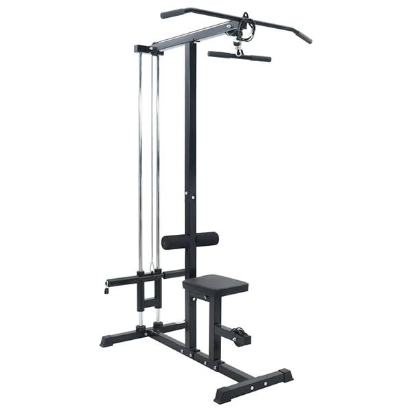Grote foto vidaxl lat pulldown machine zwart 110 x 70 x 187 cm poedergecoat staal sport en fitness fitness