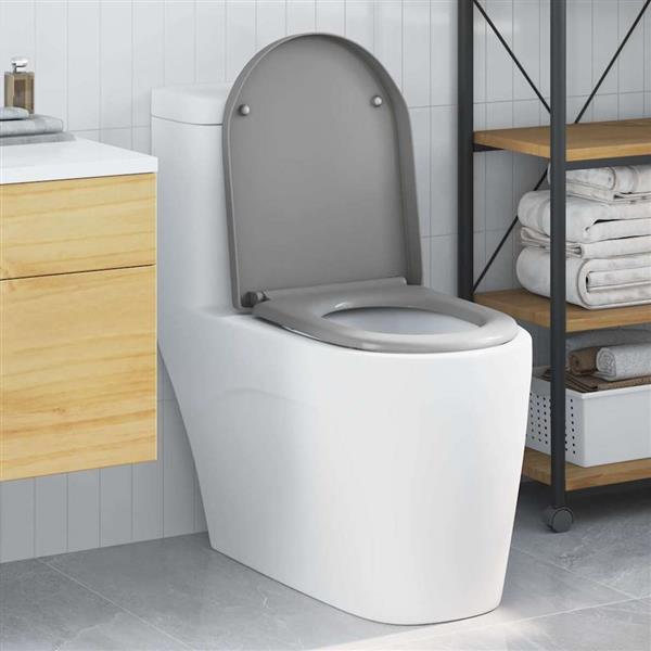 Grote foto vidaxl snelle ontgrendel toiletzitting grijs 46.2 x 36 x 4.3 cm doe het zelf en verbouw sanitair