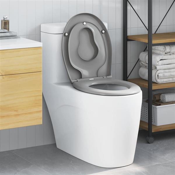 Grote foto vidaxl snelle ontgrendel toiletzitting grijs 44.5 x 37.3 x 4.3 cm doe het zelf en verbouw sanitair