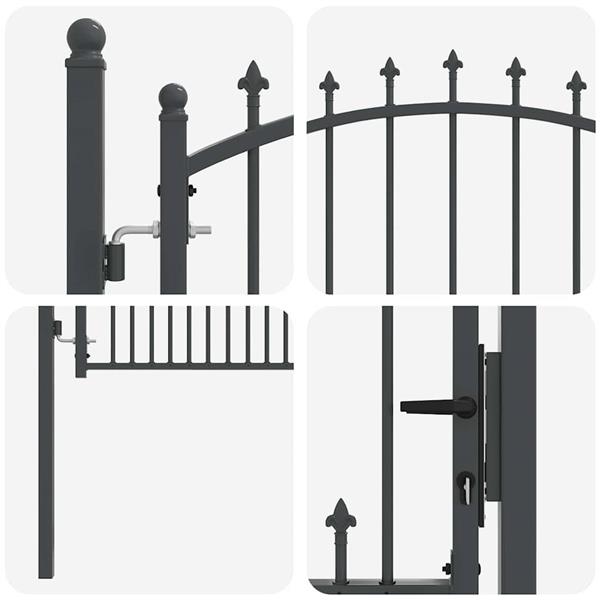 Grote foto vidaxl hekdeur met spijkers grijs 150 x 100 cm poedergecoat staal tuin en terras hekken en schuttingen