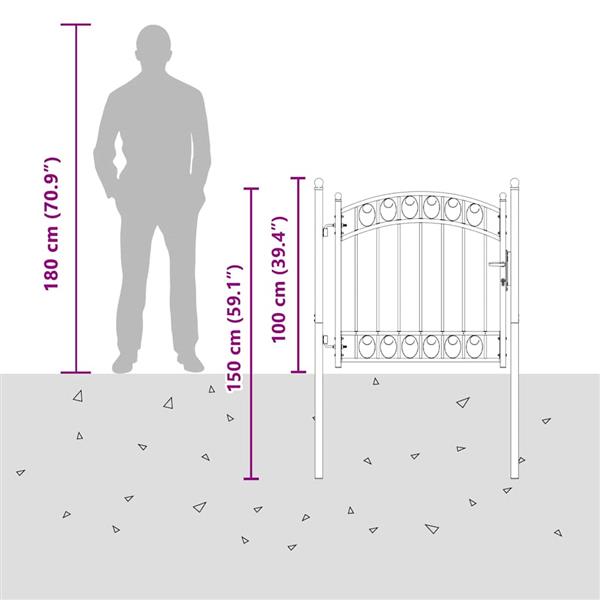Grote foto vidaxl hekpoort met slot grijs 100 x 100 cm poedergecoat staal tuin en terras hekken en schuttingen