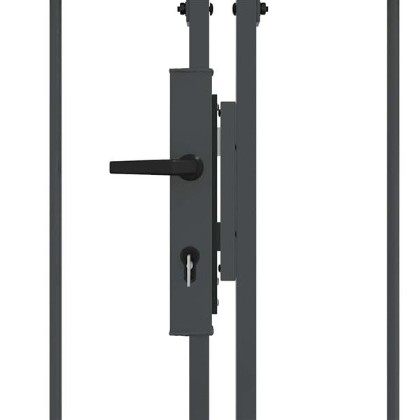 Grote foto vidaxl tuinhekgate met gebogen top grijs 400 x 100 cm staal tuin en terras hekken en schuttingen