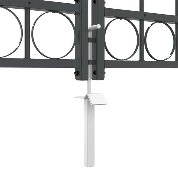 Grote foto vidaxl tuinhekgate met gebogen top grijs 4 x 1 25 m staal tuin en terras hekken en schuttingen