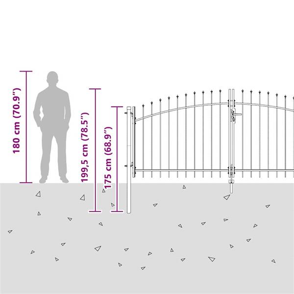 Grote foto vidaxl tuinpoort met slot grijs 150 x 400 cm staal tuin en terras hekken en schuttingen