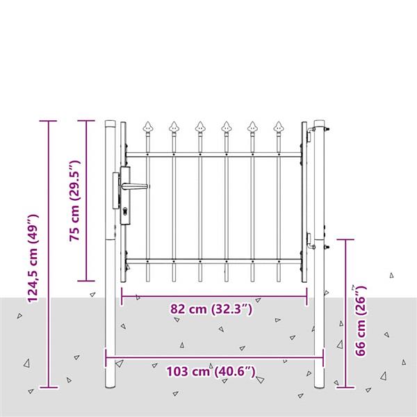 Grote foto vidaxl hekpoort grijs 100 x 75 cm poedercoated staal tuin en terras hekken en schuttingen