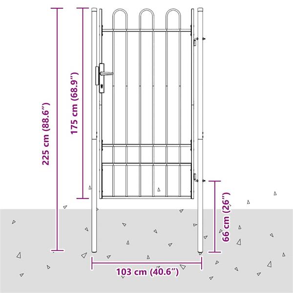 Grote foto vidaxl hekpoort grijs 100 x 175 cm poedercoated staal tuin en terras hekken en schuttingen