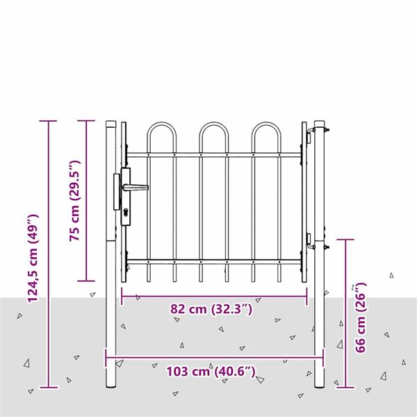 Grote foto vidaxl hekpoort grijs 100 x 75 cm poedercoated staal tuin en terras hekken en schuttingen