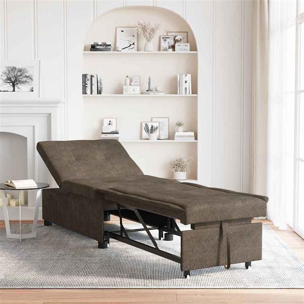 Grote foto vidaxl slaapbank donkergrijs 67 x 194 x 38 cm faux suede leer huis en inrichting bankstellen