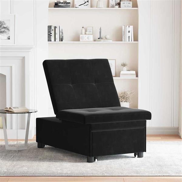 Grote foto vidaxl slaapbank zwart 194 x 67 x 82 cm fluweel huis en inrichting bankstellen