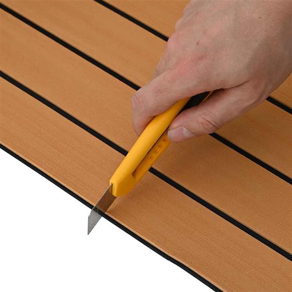 Grote foto vidaxl bootmat bruin met zwarte lijnen 240 x 90 x 0.5 cm eva schuim doe het zelf en verbouw tegels