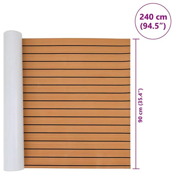 Grote foto vidaxl bootmat bruin met zwarte lijnen 240 x 90 x 0.5 cm eva schuim doe het zelf en verbouw tegels