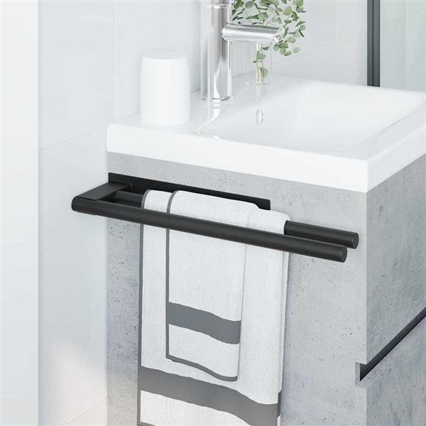 Grote foto vidaxl handdoekrek zwart 40 x 9 x 4 cm roestvrij staal huis en inrichting complete badkamers