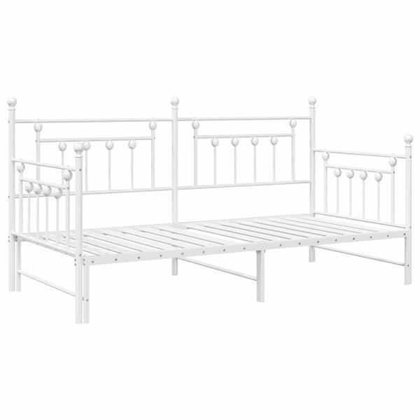 Grote foto vidaxl bedframe voor een daybed met hoofdeinde wit 100 x 200 cm staal antiek en kunst stoelen en banken