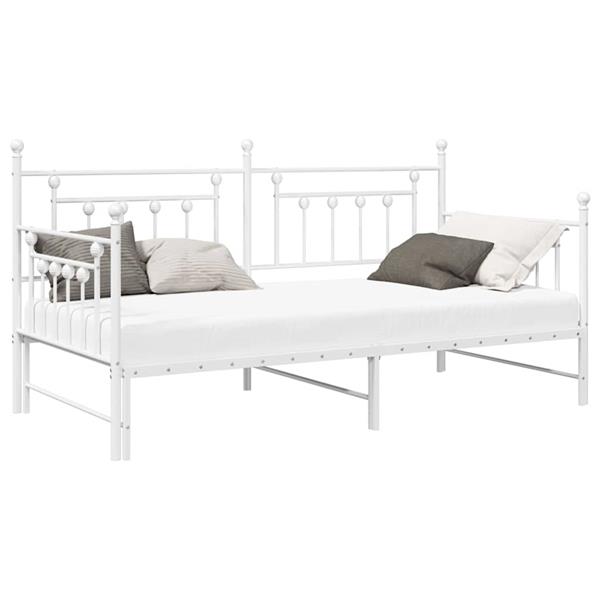 Grote foto vidaxl bedframe voor een daybed met hoofdeinde wit 100 x 200 cm staal antiek en kunst stoelen en banken