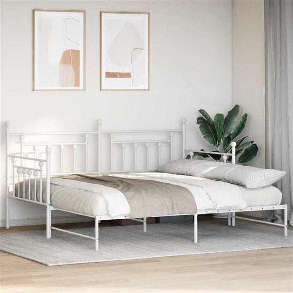 Grote foto vidaxl bedframe voor een daybed met hoofdeinde wit 100 x 200 cm staal antiek en kunst stoelen en banken