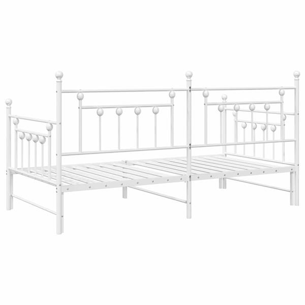 Grote foto vidaxl bedframe voor een daybed met hoofdeinde wit 100 x 200 cm staal antiek en kunst stoelen en banken