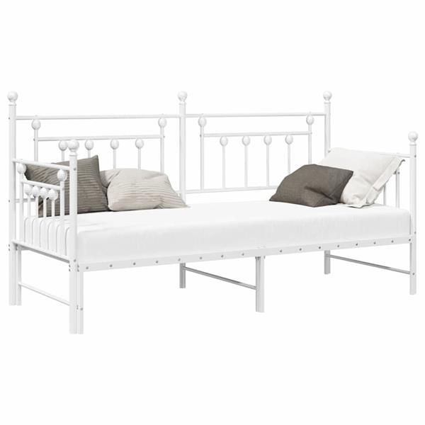 Grote foto vidaxl bedframe voor een daybed met hoofdeinde wit 80 x 200 cm staal antiek en kunst stoelen en banken
