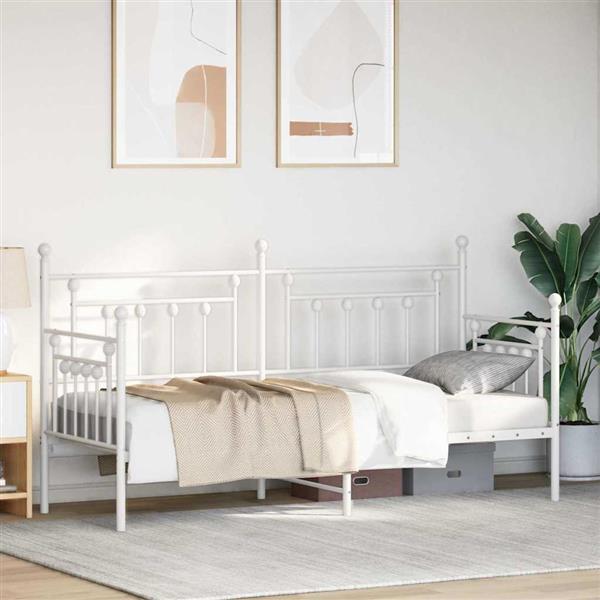 Grote foto vidaxl bedframe voor een daybed met hoofdeinde wit 80 x 200 cm staal antiek en kunst stoelen en banken