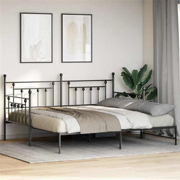 Grote foto vidaxl bedframe voor een daybed zwart 100 x 200 cm staal antiek en kunst stoelen en banken