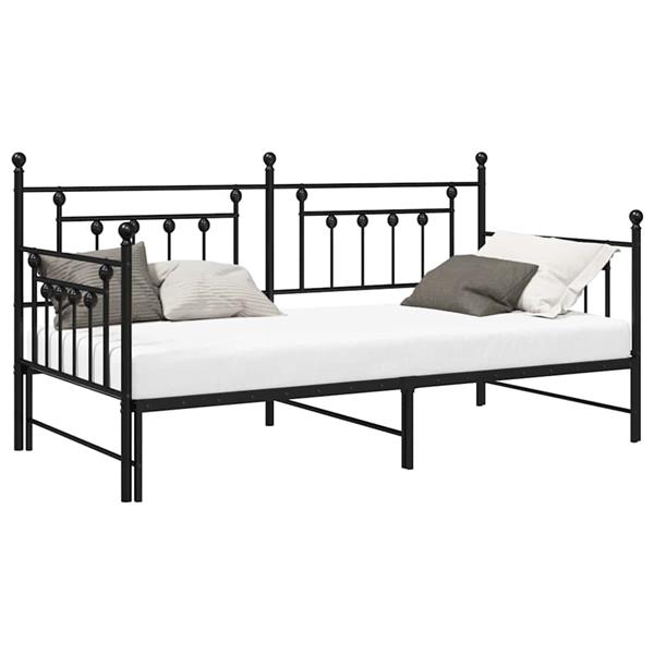 Grote foto vidaxl bedframe voor een daybed zwart 100 x 190 cm staal antiek en kunst stoelen en banken