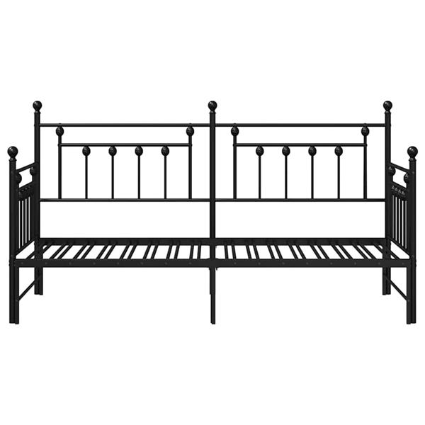 Grote foto vidaxl bedframe voor een daybed met hoofdeinde zwart 75 x 190 cm staal antiek en kunst stoelen en banken