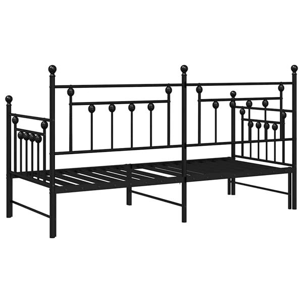 Grote foto vidaxl bedframe voor een daybed met hoofdeinde zwart 75 x 190 cm staal antiek en kunst stoelen en banken