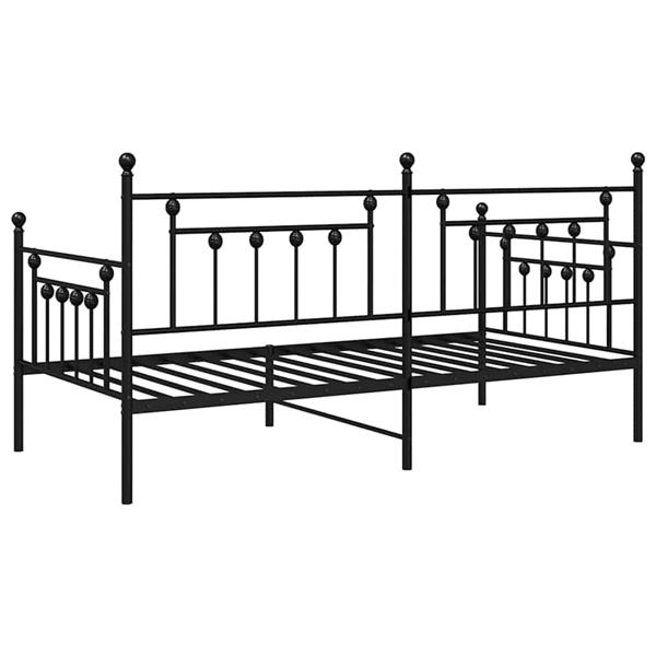 Grote foto vidaxl bedframe voor een daybed met hoofdeinde zwart 90 x 190 cm staal antiek en kunst stoelen en banken