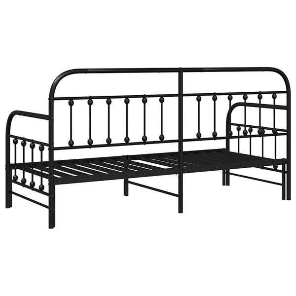 Grote foto vidaxl bedframe voor een daybed met hoofdeinde zwart 80 x 200 cm staal antiek en kunst stoelen en banken