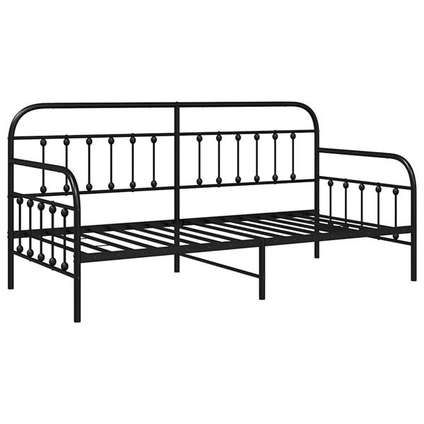 Grote foto vidaxl bedframe voor een daybed zwart 100 x 190 cm staal antiek en kunst stoelen en banken