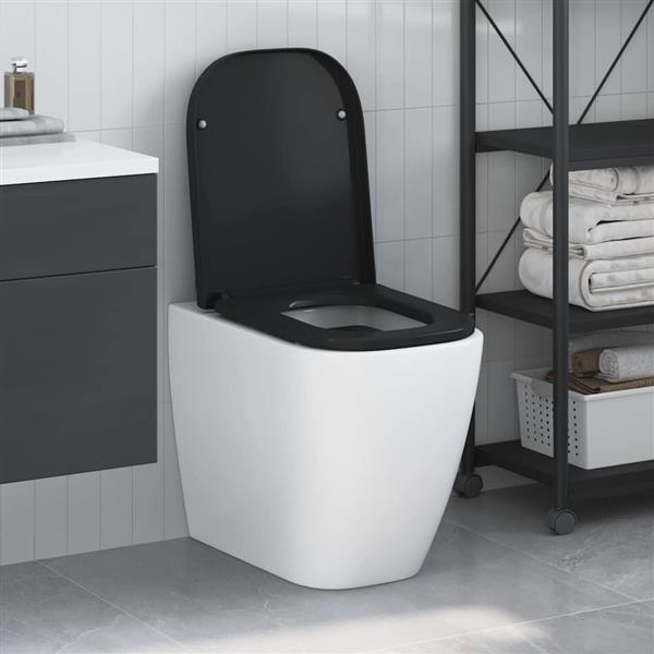 Grote foto vidaxl snelle ontgrendel toiletzitting zwart 44.5 x 35 x 3.6 cm doe het zelf en verbouw sanitair