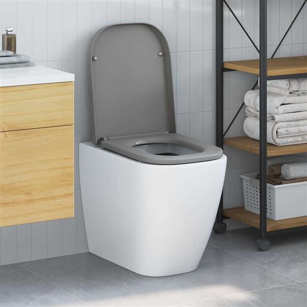 Grote foto vidaxl snelle ontgrendel toiletzitting grijs 44.5 x 35 x 3.6 cm doe het zelf en verbouw sanitair