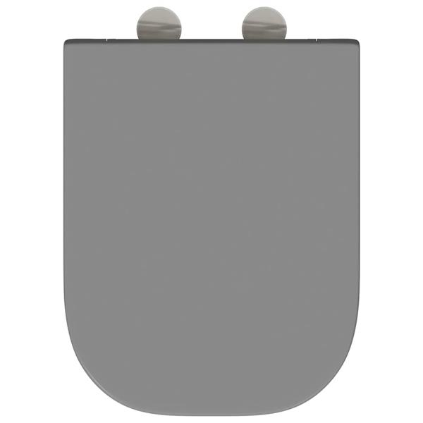 Grote foto vidaxl snelle ontgrendel toiletzitting grijs 44.5 x 35 x 3.6 cm doe het zelf en verbouw sanitair