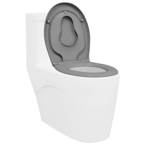 Grote foto vidaxl snelle ontgrendel toiletzitting grijs 44.5 x 37.3 x 4.3 cm doe het zelf en verbouw sanitair