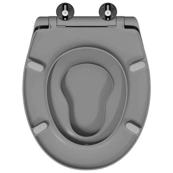 Grote foto vidaxl snelle ontgrendel toiletzitting grijs 44.5 x 37.3 x 4.3 cm doe het zelf en verbouw sanitair