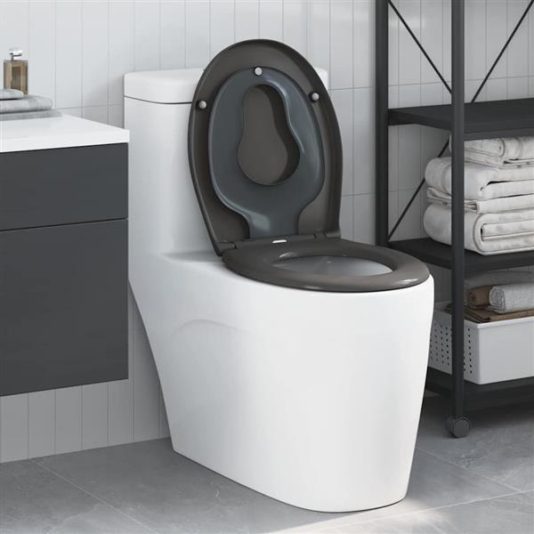 Grote foto vidaxl snelle ontgrendel toiletzitting antraciet 44.5 x 37.3 x 4.3 cm doe het zelf en verbouw sanitair