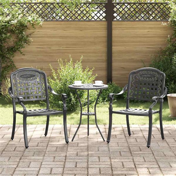 Grote foto vidaxl tuinstoel 2 pcs zwart 55 x 56.5 x 91cm aluminium tuin en terras tuinmeubelen