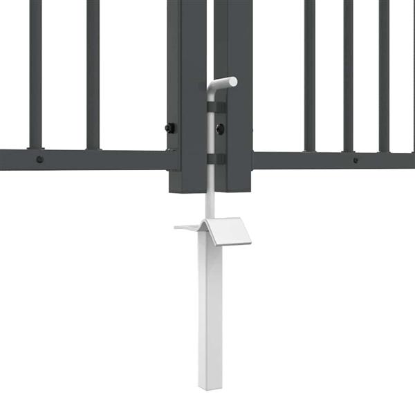 Grote foto vidaxl hekpoort met spear boven met slot grijs 305 x 150 cm staal tuin en terras hekken en schuttingen