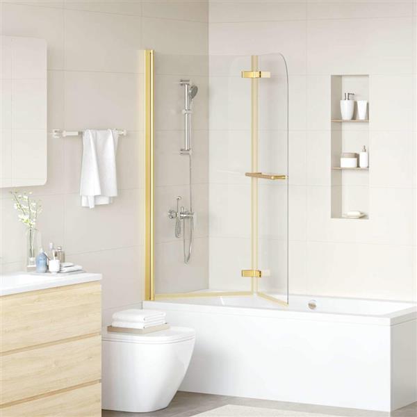 Grote foto vidaxl douche omhulsel goud 120 x 140 cm esg glas en aluminium doe het zelf en verbouw sanitair